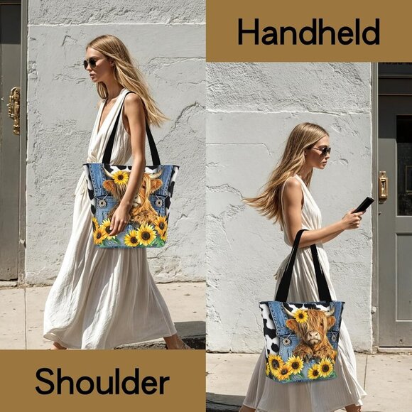 Chic Highland Cow Tote Bag for Women - Durable and Stylish Grocery Companion - Picture 4 of 7